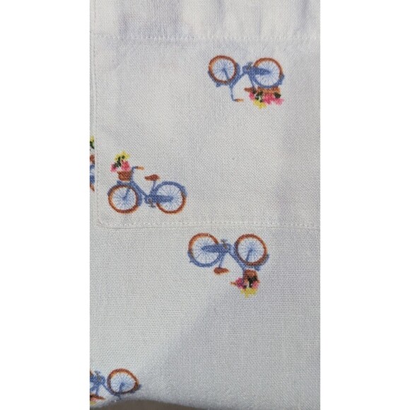 Rae Dunn Bicycle Print Button Down Shirt Womens Size Small White Linen Blend Top - Picture 4 of 6
